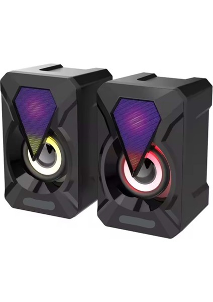 E-1047 Multimedia Speaker With Rgb Aux ,usb Power