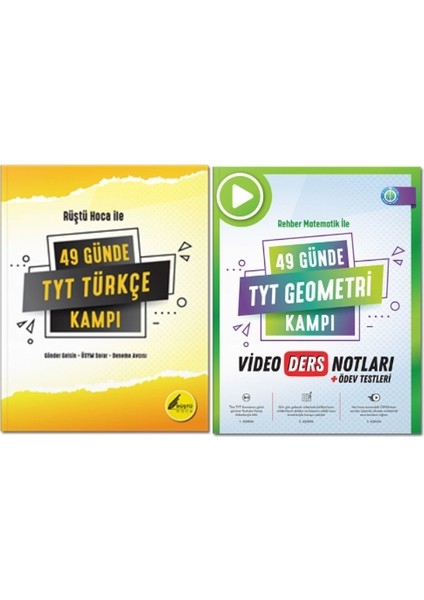 Kolektif Kitap Tonguç Yayınları Rüştü Hoca ile 49 Günde Tyt Türkçe Kampı ve Rehber Matematikle 49 Günde Tyt Geometri Video Ders Notlar (2 Kitap)