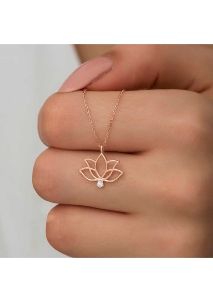 Gümüş Rose Lotus Çiçeği Kadın Kolye fiyatları