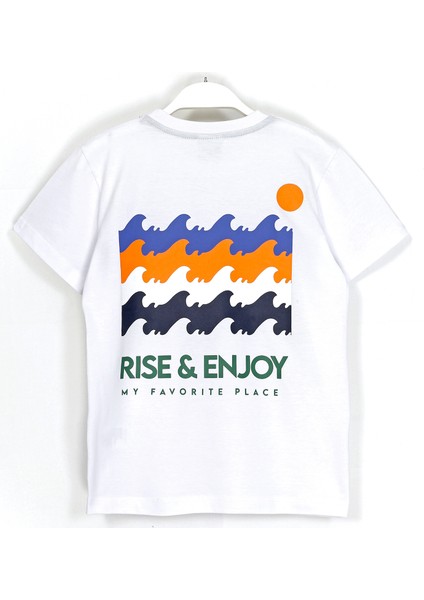 Rise Enjoy Slogan Baskılı Erkek Çocuk Yazlık 2'li Takım 8-15 Yaş Beyaz Yeşil 001-0001883