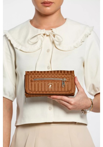 Taba Çok Bölmeli Kullanışlı Kendinden Çizgi Desenli Kadın Cüzdan P-00009369