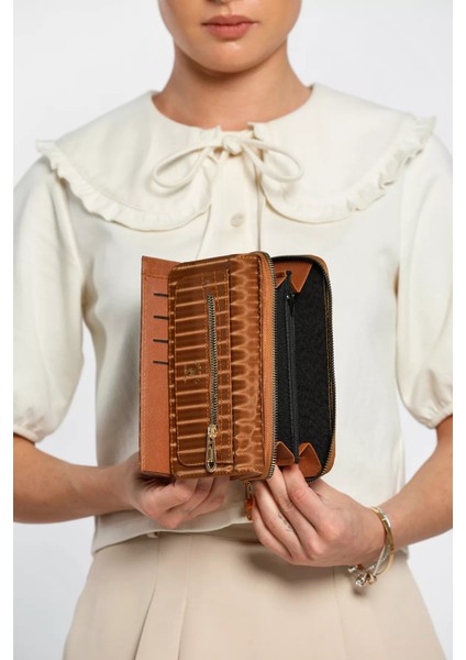 Taba Çok Bölmeli Kullanışlı Kendinden Çizgi Desenli Kadın Cüzdan P-00009369 modelleri