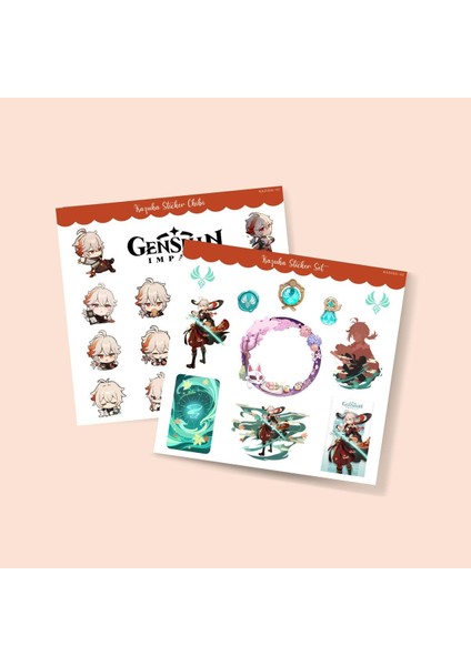 Genshin - Kazuha 2 Adet Sticker Set Parlak Kağıt