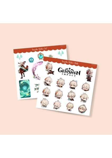 Genshin - Kazuha 2 Adet Sticker Set Parlak Kağıt