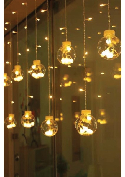 Dekoratif Işıklı Top Perde LED Fişli