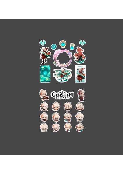 Genshin - Kazuha 2 Adet Sticker Set Parlak Kağıt