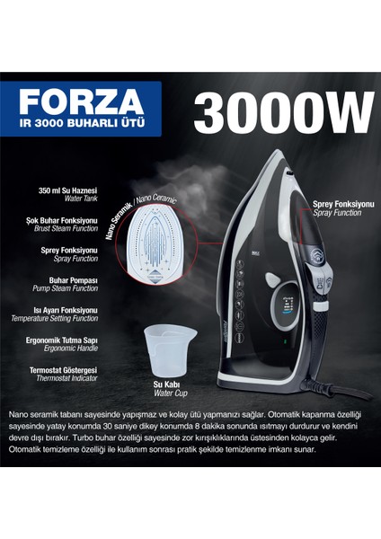 Forza Ir 3000 Buharlı Ütü Açık Gri fiyatları