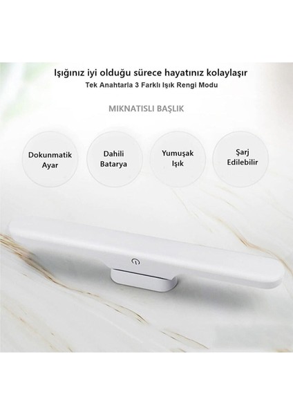 Şarjlı Martı Ledli Aplik 3 Renk Ct 3200K 4000K 6400K
