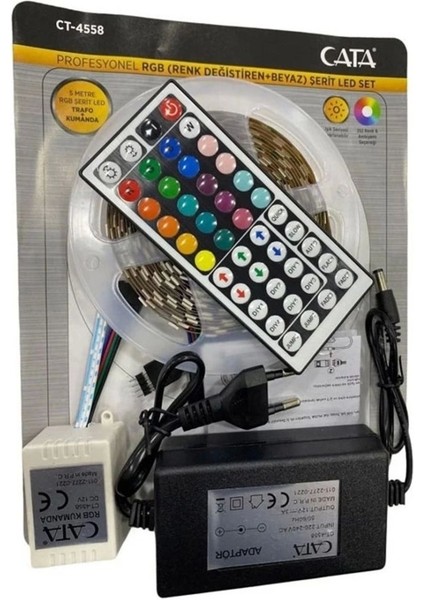 CT-4558 Rgb Şerit LED Seti 60 Çip 5050 (5mt Rgb LED Trafo Rgb Kumanda)