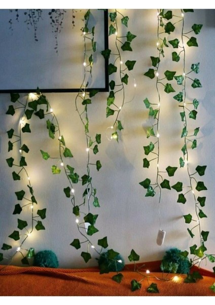 Dekoratif Yeşil Yapraklı Yapay Sarmaşık ve 3 Metre Peri LED Gün Işığı Renk