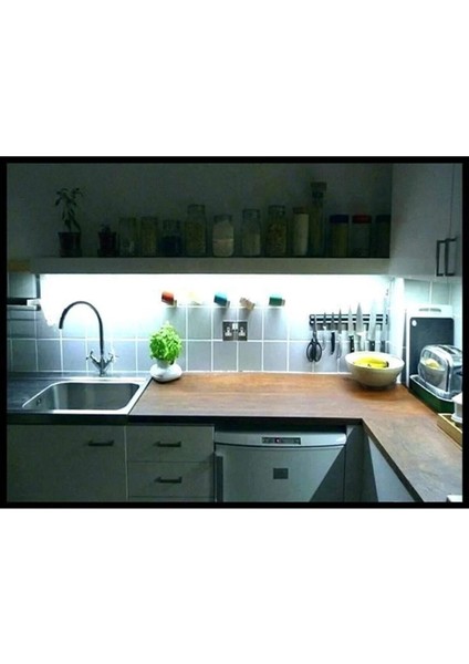 Mutfak Tezgah Üstü Için 2 M Beyaz Şerit LED 12V Adaptör Tak Çalıştır Aç Kapa Anahtar 3 Çip