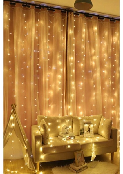 Kumandalı 8 Ayrı Moda Sahip 3MX3M 300 cm x 300 cm Perde LED