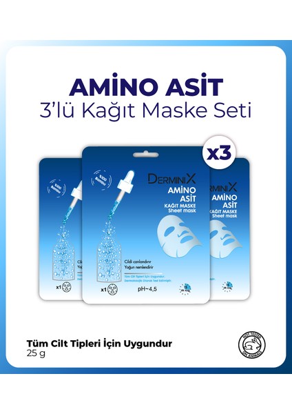 Amino Asit 3'lü Kağıt Maske Set