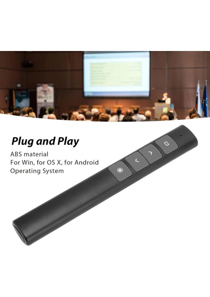 NR55 Kablosuz Sunum Tıklayıcı Kırmızı Işaretçi Slayt Gösterisi Powerpoint WIN10 Mac Keynote Google Slaytlar(B3)