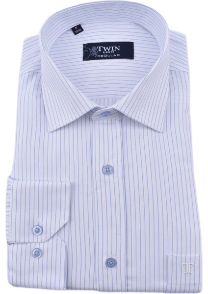 TWN-212 Regular Çizgili Gömlek /mavi/xxl
