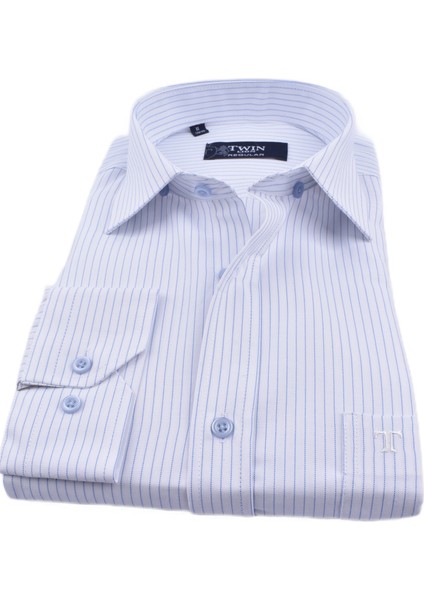 TWN-212 Regular Çizgili Gömlek /mavi/xxl