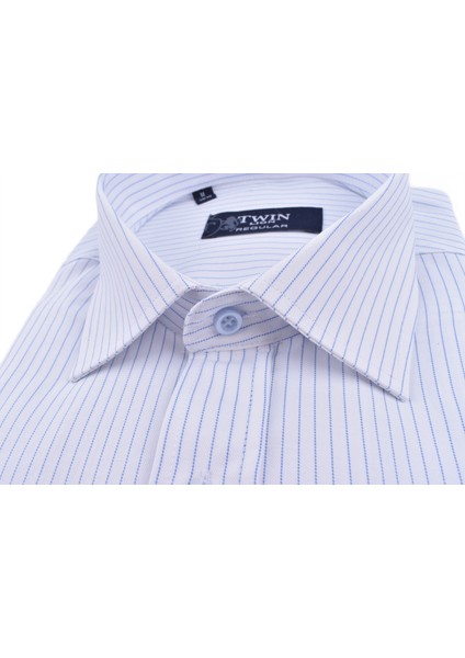 TWN-212 Regular Çizgili Gömlek /mavi/xxl