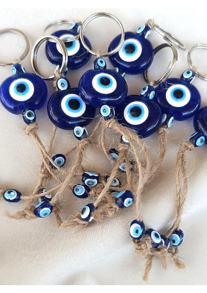 Nazar Boncuk Anahtarlık 5 Adet Kötü Göz Kovucu Nazar Hand Made Hasır Mavi Boncuklu Nazarlı Araba Süsü fiyatları