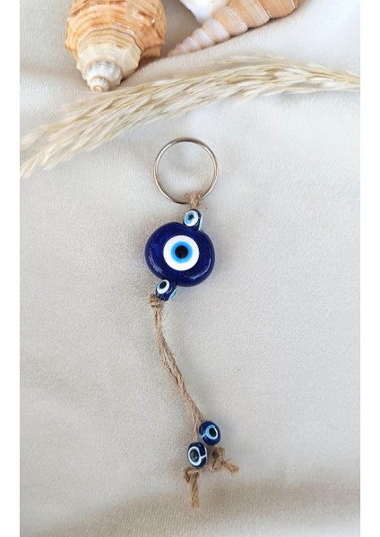 Nazar Boncuk Anahtarlık 5 Adet Kötü Göz Kovucu Nazar Hand Made Hasır Mavi Boncuklu Nazarlı Araba Süsü indirimleri