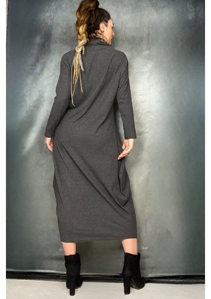 Dökümlü Oversize Yumoş Maxi Elbise