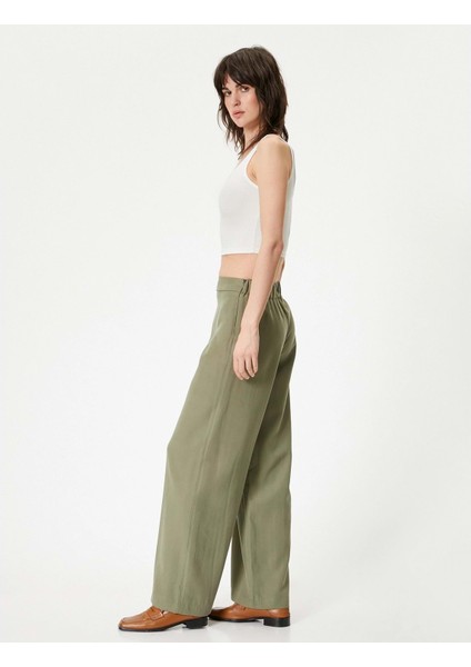 Pantolon Geniş Paça Modal Kumaş - Koton - 4SAK40226PW - Haki - 38