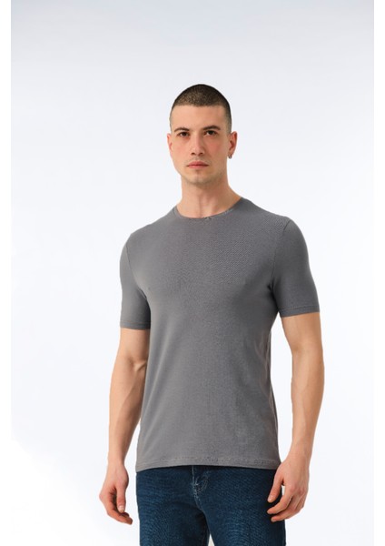 Erkek Pamuklu Süprem Penye Kısa Kollu Sıfır Yaka Günlük Likralı Tişört - 1057