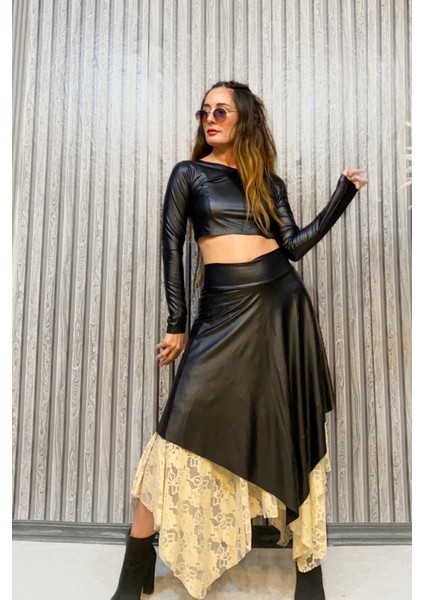 Deri Crop Bluz Body