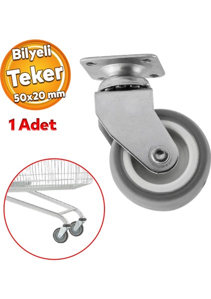 Mobilya Ofis Koltuk Tekeri Vidalı Yük Taşıma Alışveriş Sepeti Tablalı Teker 50 mm x 20 mm Gri