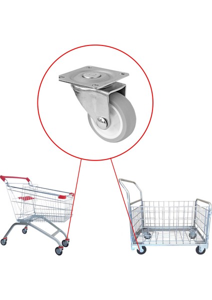 Mobilya Ofis Koltuk Tekeri Vidalı Yük Taşıma Alışveriş Sepeti Tablalı Teker 50 mm x 20 mm Gri fırsatları