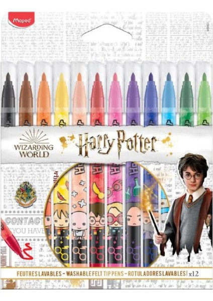 Harry Potter Keçeli Kalem Seti 12 Renk Yıkanabilir Mürekkep ile Eğlenceli Boyama