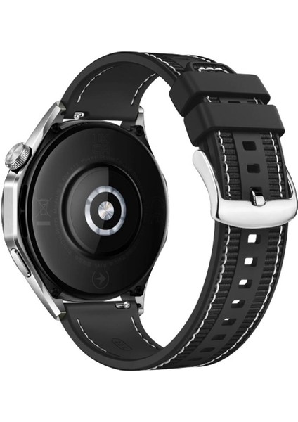 Huawei Watch Gt4 (46MM) Için Spor Örgü Desenli Dikişli Silikon KORDON-102 Siyah