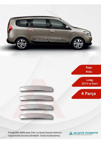 Dacia Lodgy Mpv Kapı Kolu 4 Parça 2013 ve Üzeri Krom Paslanmaz Çelik