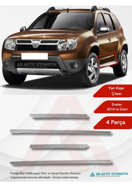 Dacia Duster Suv Yan Kapı Çıtası 4 Parça 2010 ve Üzeri Krom Paslanmaz Çelik