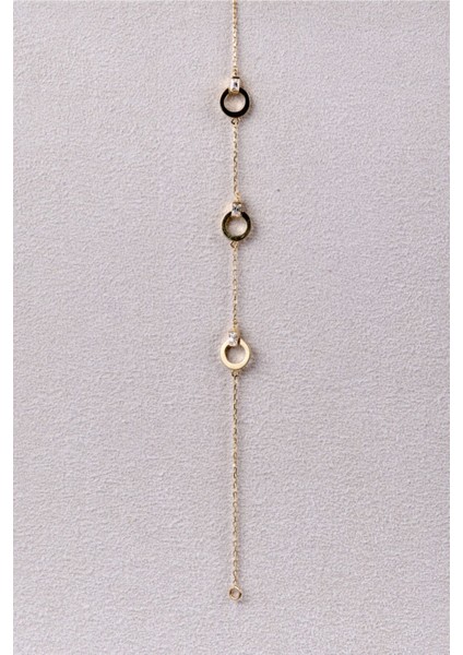 Zirkon Taşlı Daireler Modern Yeşil Altın Bileklik