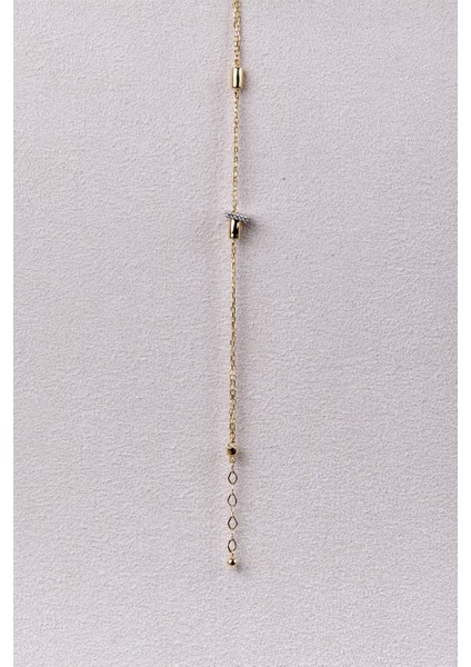 Zirkon Taşlı Çubuk ve Kareli Yeşil Altın Bileklik