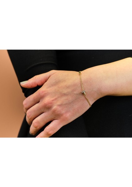 Zirkon Taşlı Çubuk ve Kareli Yeşil Altın Bileklik fiyatları