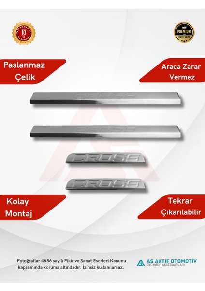 Fiat Egea Hb-Cross Uyumlu Kapı Eşiği 4 Parça 2016 ve Üzeri Krom Paslanmaz Çelik fiyatları