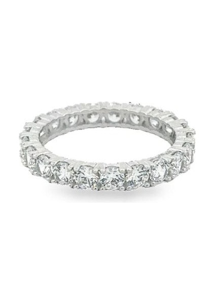 Swarovski Taşlı Klasik Tamtur Beyaz Altın Yüzük