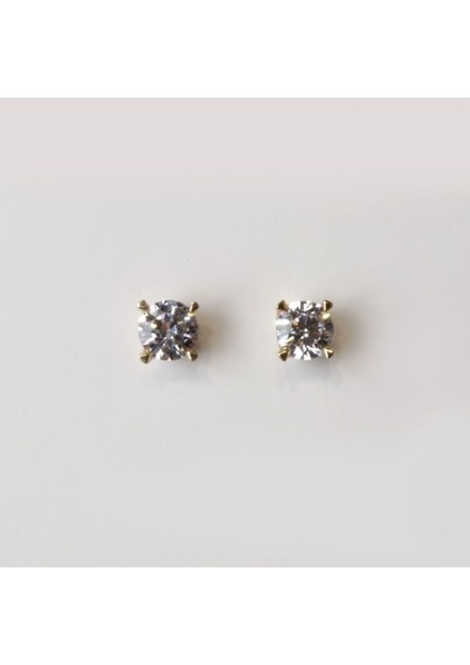 Zirkon Taşlı Tektaş Altın Küpe