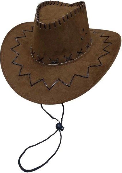 Bağcıklı Kahverengi Garson Boy Küçük Model Nubuk Kovboy Şapkası indirimleri