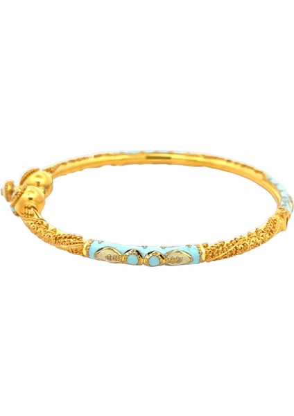 Turkuaz Beyaz Renk Mine Detaylı Hint Işi Işlemeli Yeşil Altın Kelepçe Bileklik modelleri