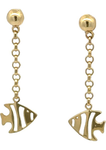 Zincir Ucu Sallantılı Balık Figürü Altın Küpe fiyatları