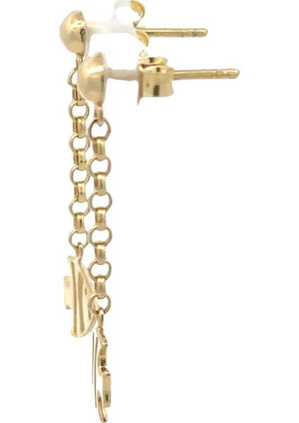 Zincir Ucu Sallantılı Balık Figürü Altın Küpe modelleri