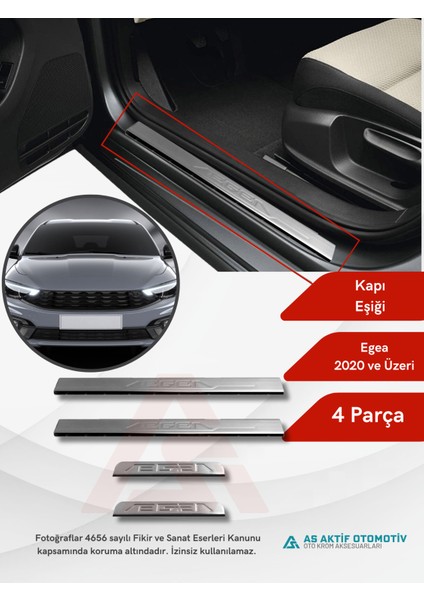 Fiat Egea Sd/hb/sw Kapı Eşiği 4 Parça 2020 ve Üzeri Krom Paslanmaz Çelik