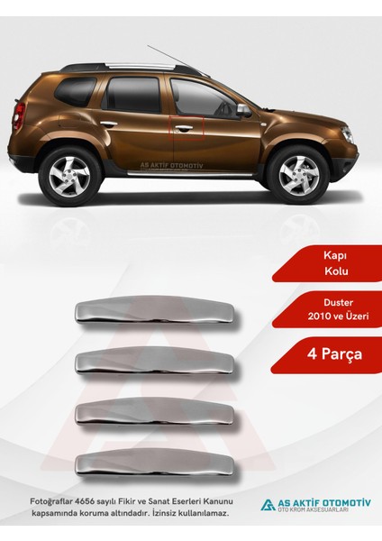 Dacia Duster Suv Kapı Kolu 4 Parça 2010 ve Üzeri Krom Paslanmaz Çelik