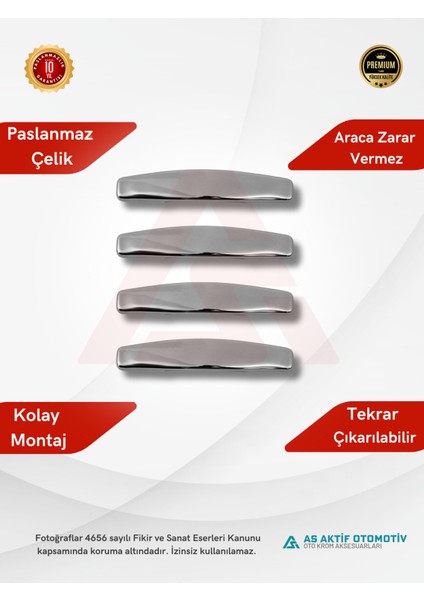 Dacia Duster Suv Kapı Kolu 4 Parça 2010 ve Üzeri Krom Paslanmaz Çelik