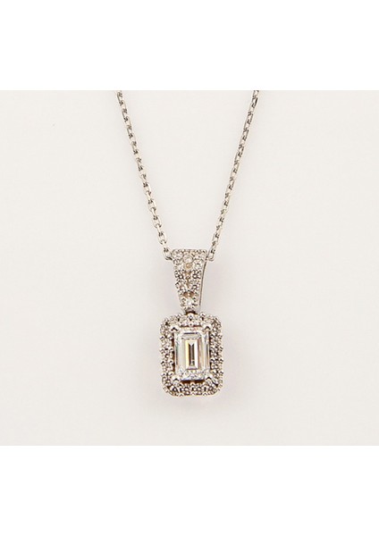 Swarovski Taşlı Baget Beyaz Kolye