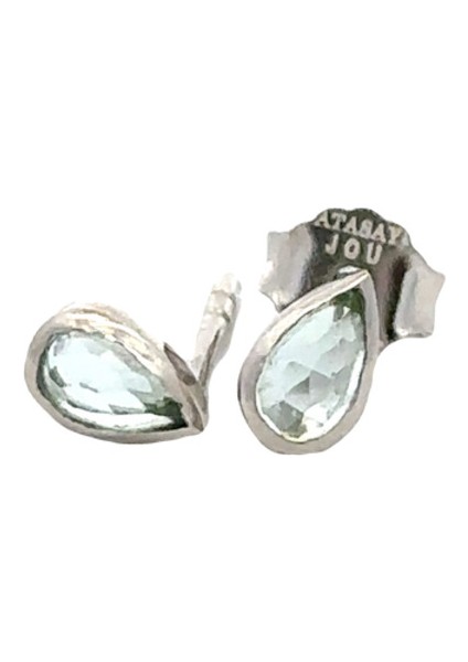 Quartz Taşlı Damla Model Beyaz Küpe