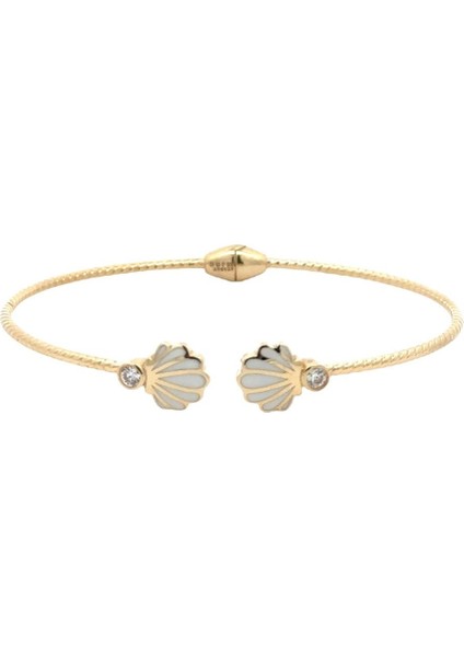 Mine Deniz Kabuğu Figürlü Yeşil Altın Kelepçe Bileklik fiyatları