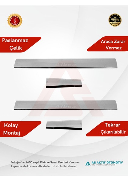 Fiat Albea Sd Kapı Eşiği 4 Parça 2002-2012 Krom Paslanmaz Çelik